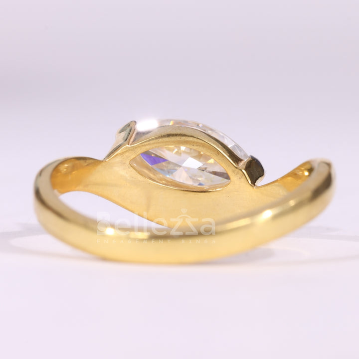 1.50CT Marquise Cut Unique Curved Solitaire Engagement Ring