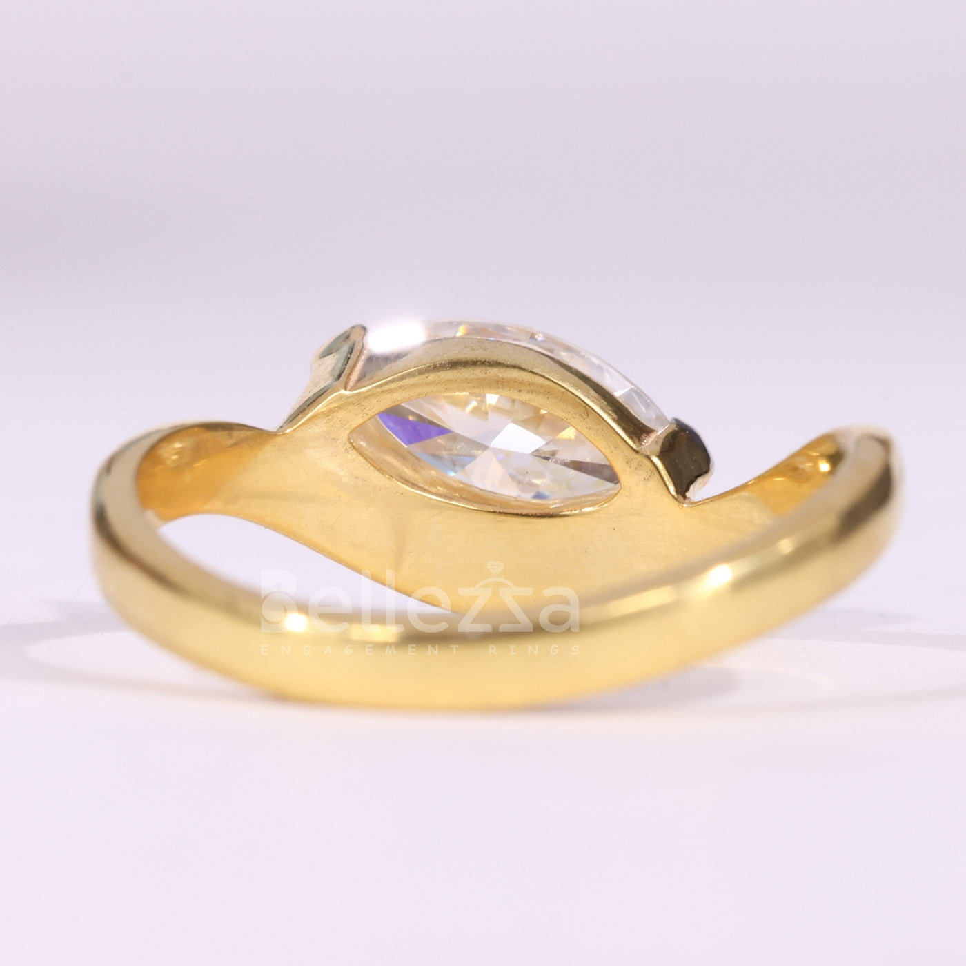 1.50CT Marquise Cut Unique Curved Solitaire Engagement Ring