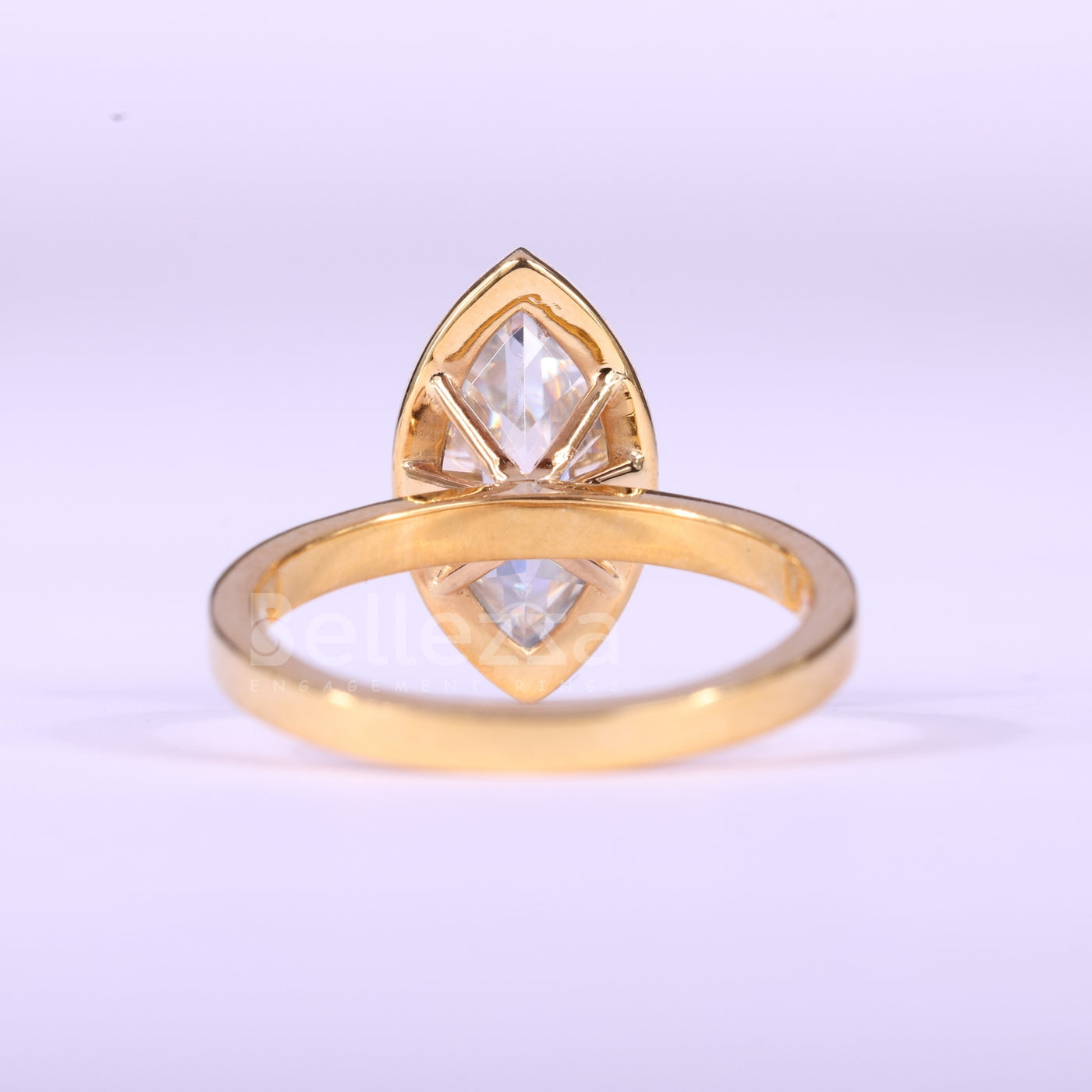 2.0CT Marquise Cut Bezel Setting Solitaire Moissanite Engagement Ring