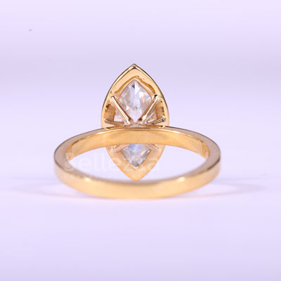 2.0CT Marquise Cut Bezel Setting Solitaire Moissanite Engagement Ring