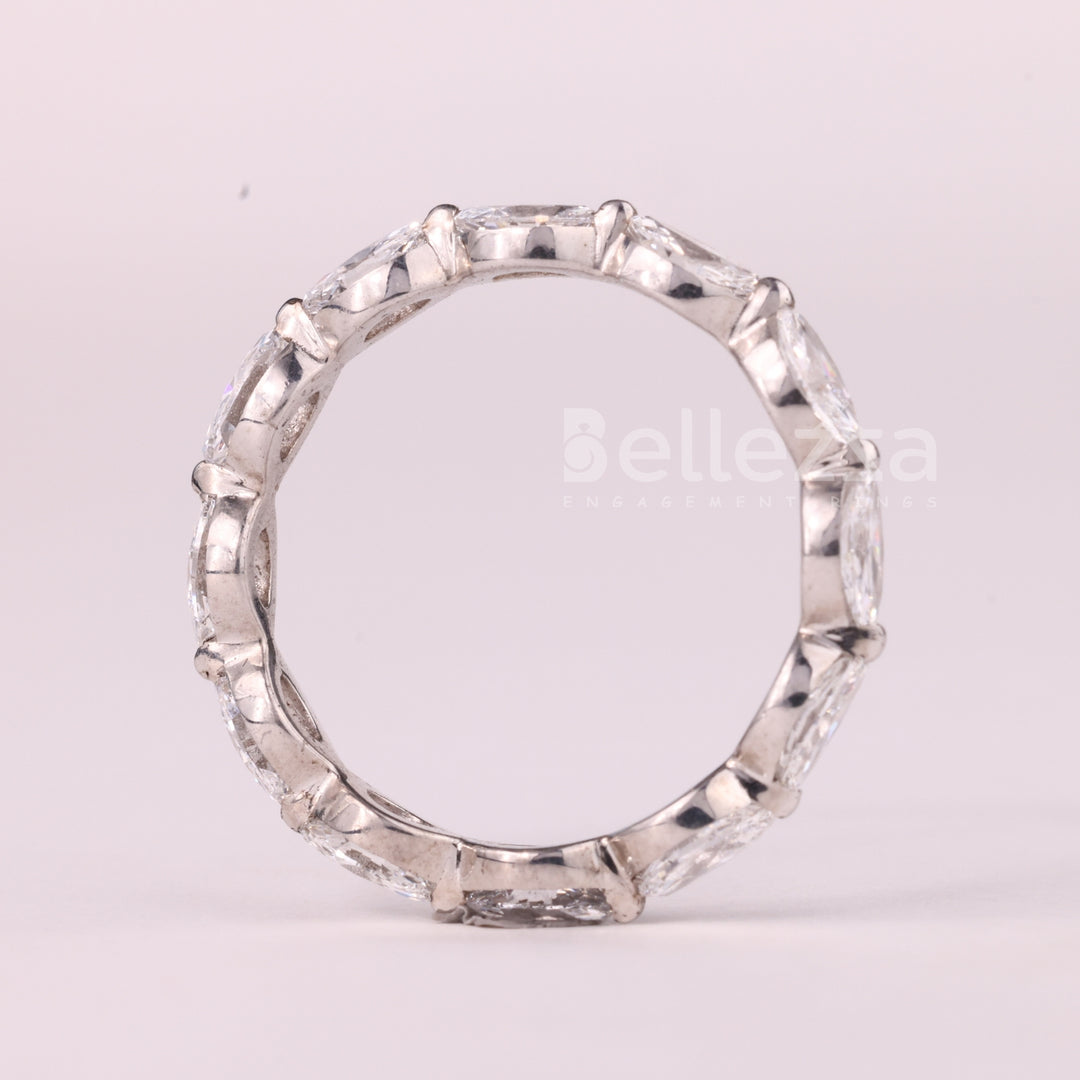 East-West Marquise Cut Diamond Full Eternity Moissanite Wedding Band