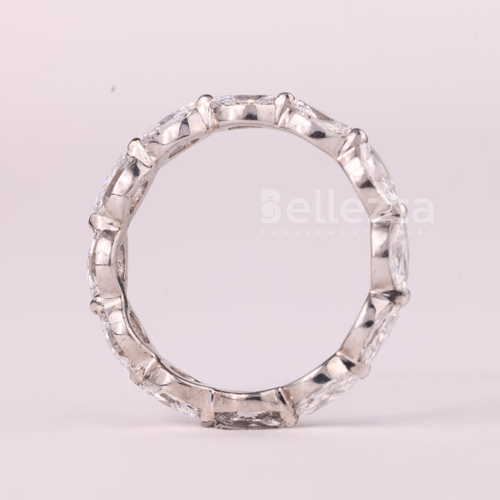 East-West Marquise Cut Diamond Full Eternity Moissanite Wedding Band