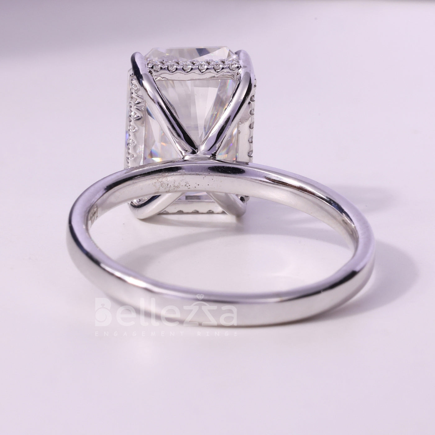 3.0CT Radiant Cut Hidden Halo Moissanite Engagement Ring