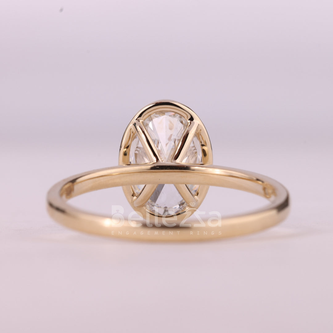 2.0CT Oval Cut Bezel Setting Moissanite Engagement Ring