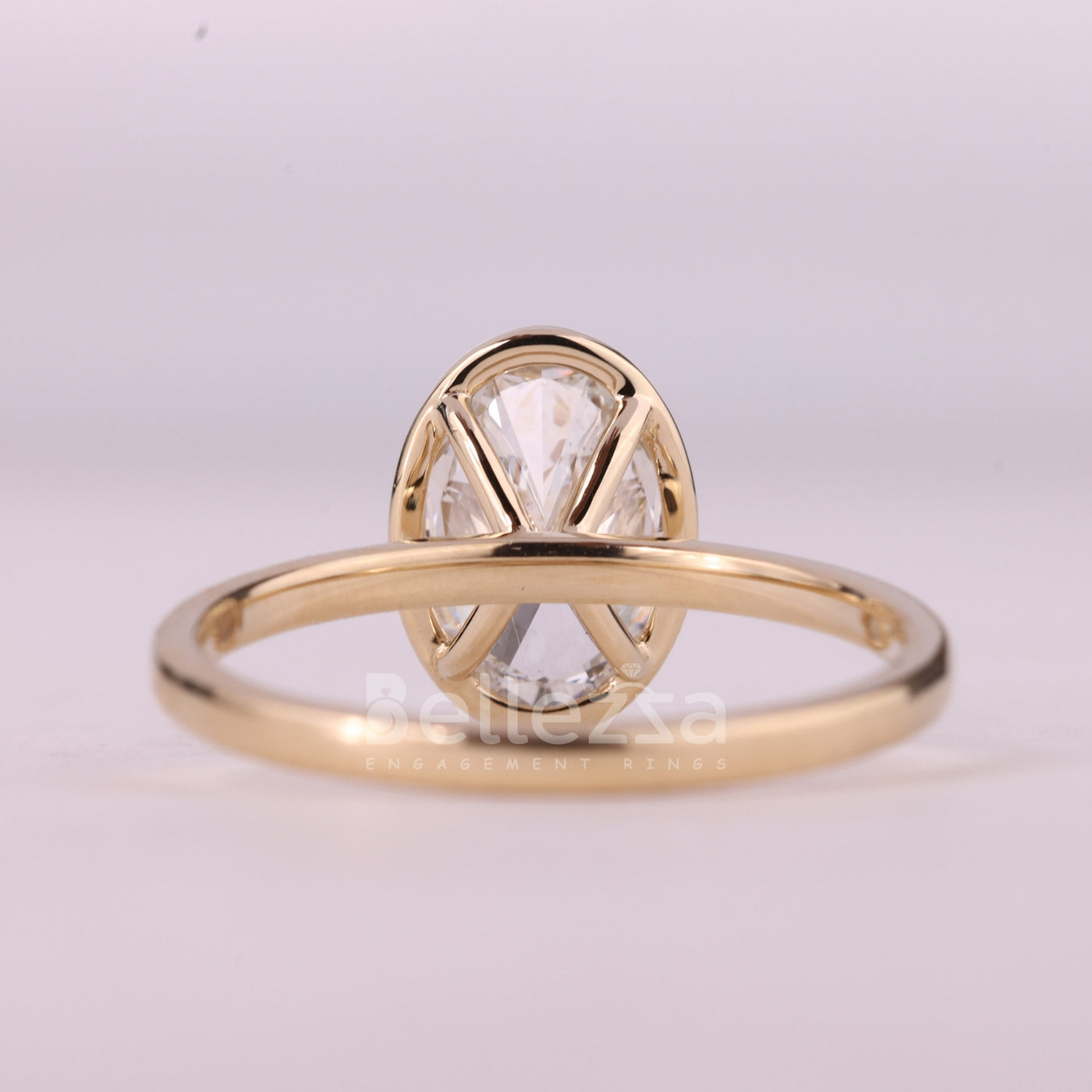 2.0CT Oval Cut Bezel Setting Moissanite Engagement Ring