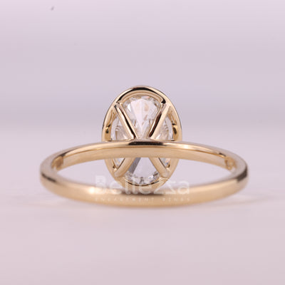 2.0CT Oval Cut Bezel Setting Moissanite Engagement Ring