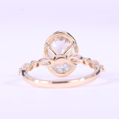 2.0CT Oval Cut Bezel & Pave Setting Moissanite Engagement Ring