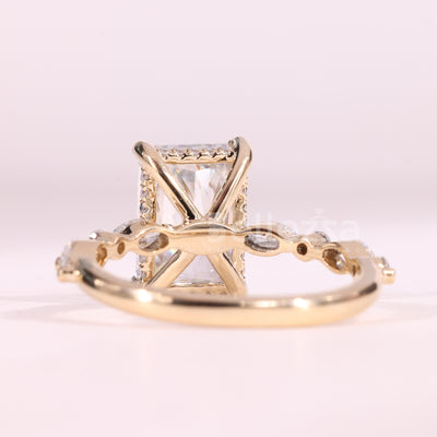 1.50CT Radiant Cut Pave Setting Moissanite Engagement Ring