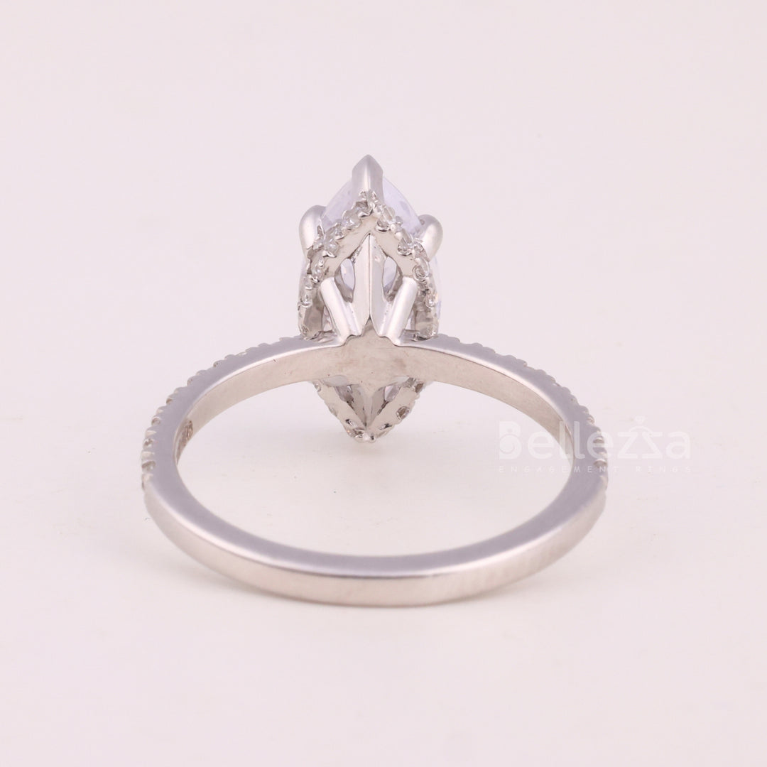 2.0CT Marquise Cut Pave Setting Moissanite Engagement Ring