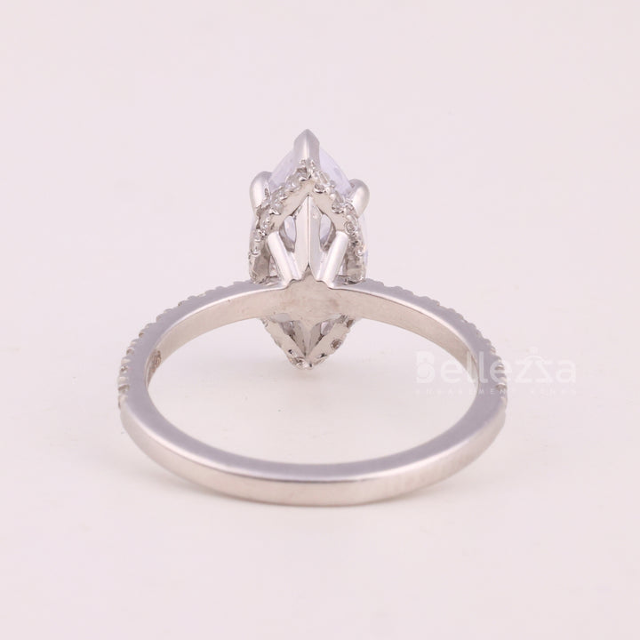 2.0CT Marquise Cut Pave Setting Moissanite Engagement Ring