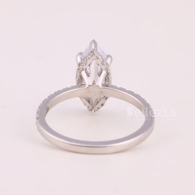2.0CT Marquise Cut Pave Setting Moissanite Engagement Ring
