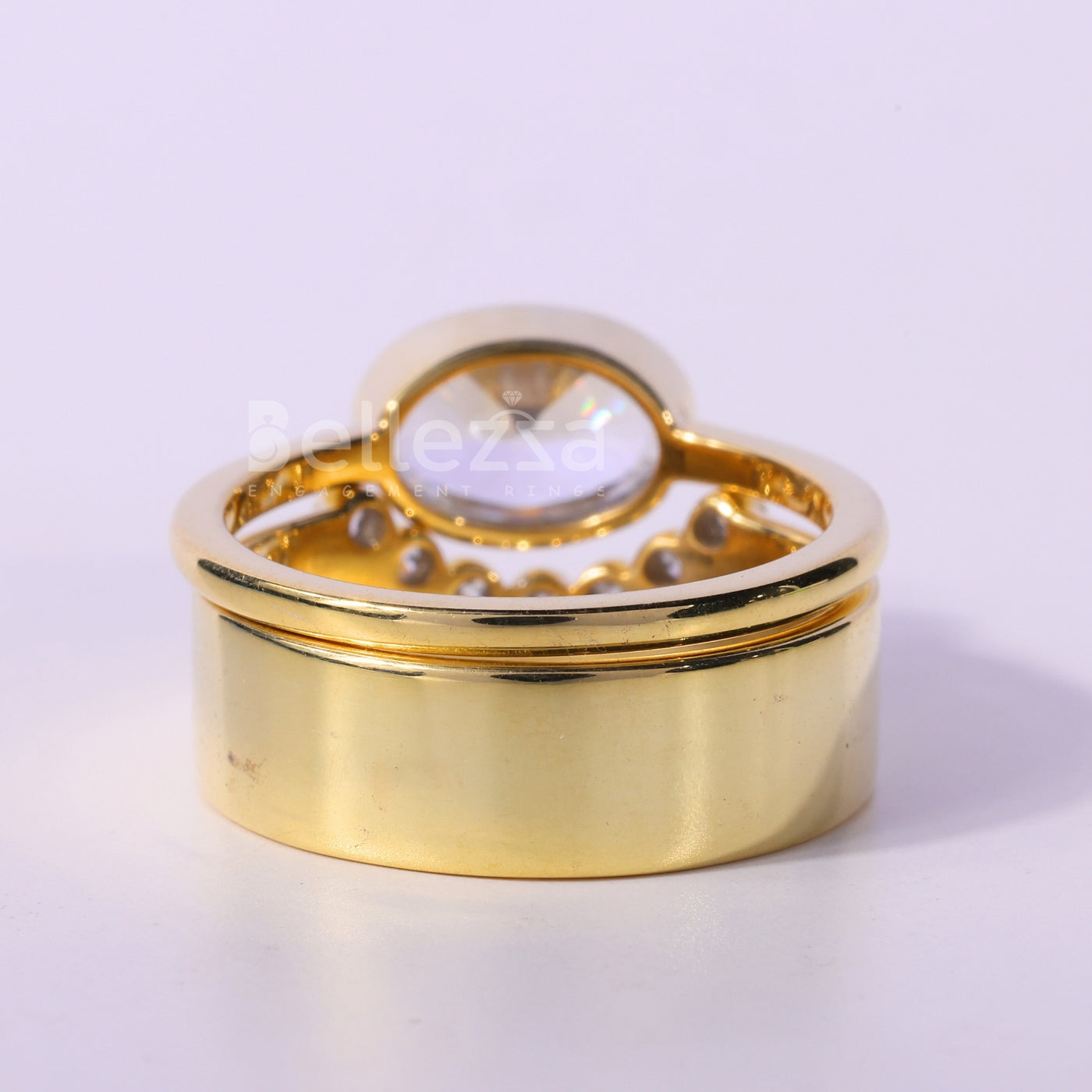 1.50CT East-west Oval Cut Diamond Curved Moissanite Bridal Ring Set