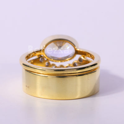 1.50CT East-west Oval Cut Diamond Curved Moissanite Bridal Ring Set