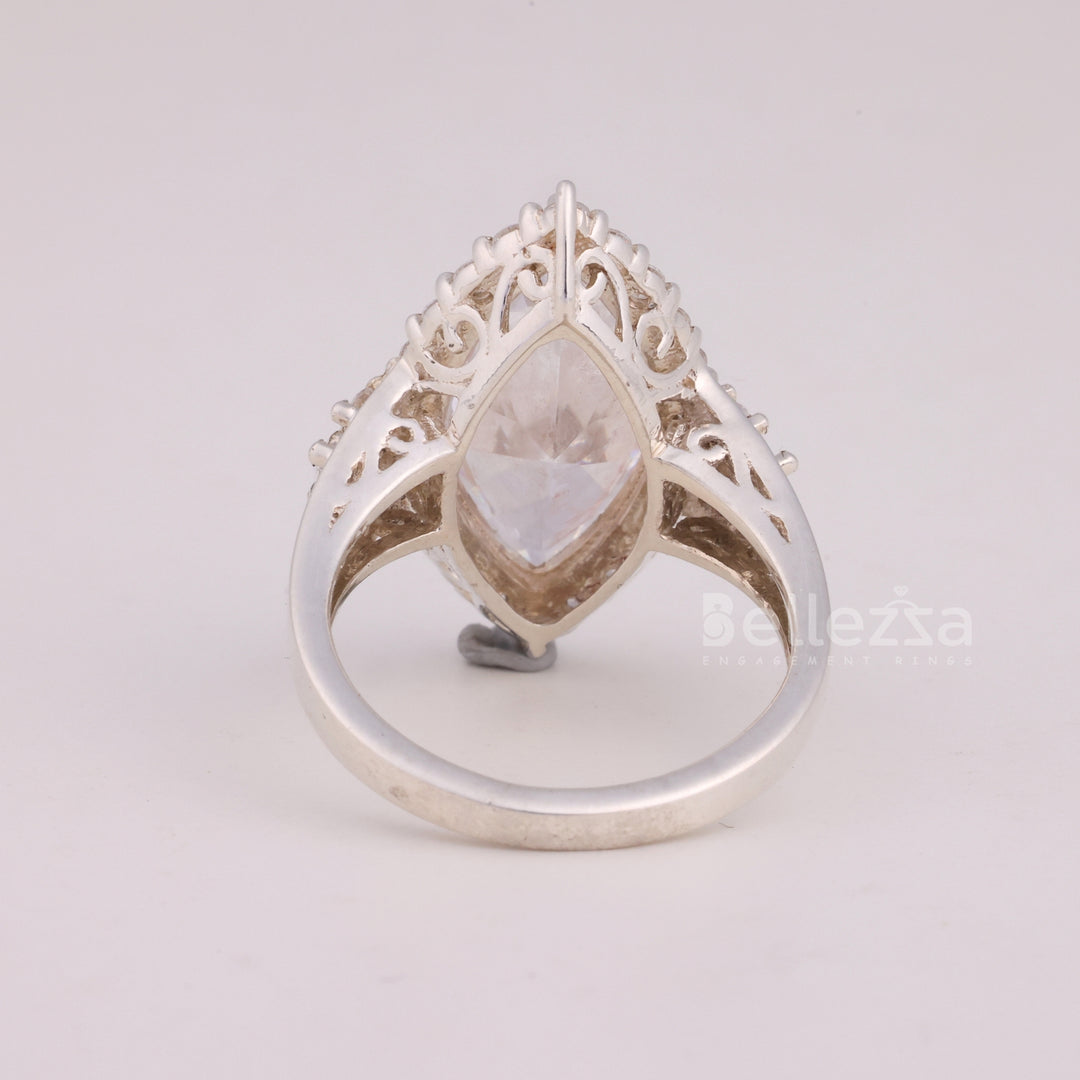 6.0CT Marquise Cut Halo Cluster Diamond Engagement Ring