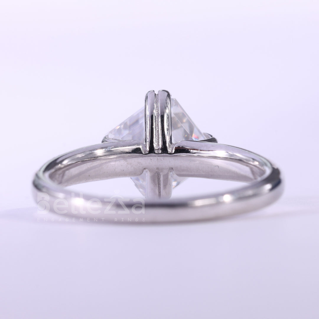 1.0CT Asscher Cut Solitaire Moissanite Engagement Ring