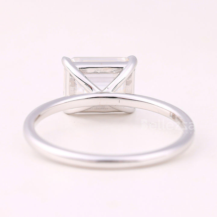 2.0CT East-West Emerald Cut Solitaire Moissanite Engagement Ring
