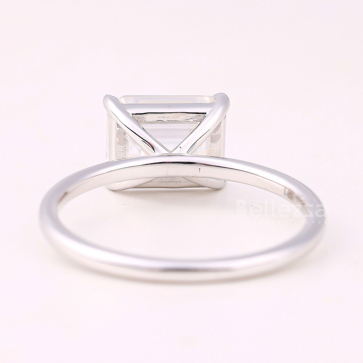 2.0CT East-West Emerald Cut Solitaire Moissanite Engagement Ring