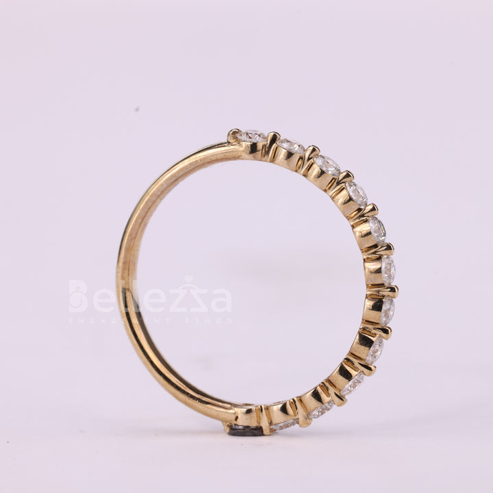 Round Cut Diamond Half Eternity Moissanite Wedding Band