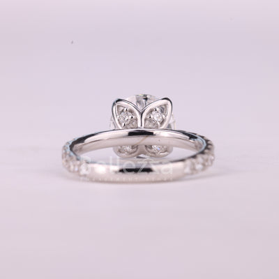 1.0CT Round Brilliant Cut Unique Pave Setting Moissanite Engagement Ring