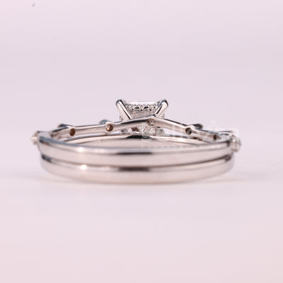 1.0CT Radiant Cut Petite Pave Setting Moissanite Bridal Ring Set