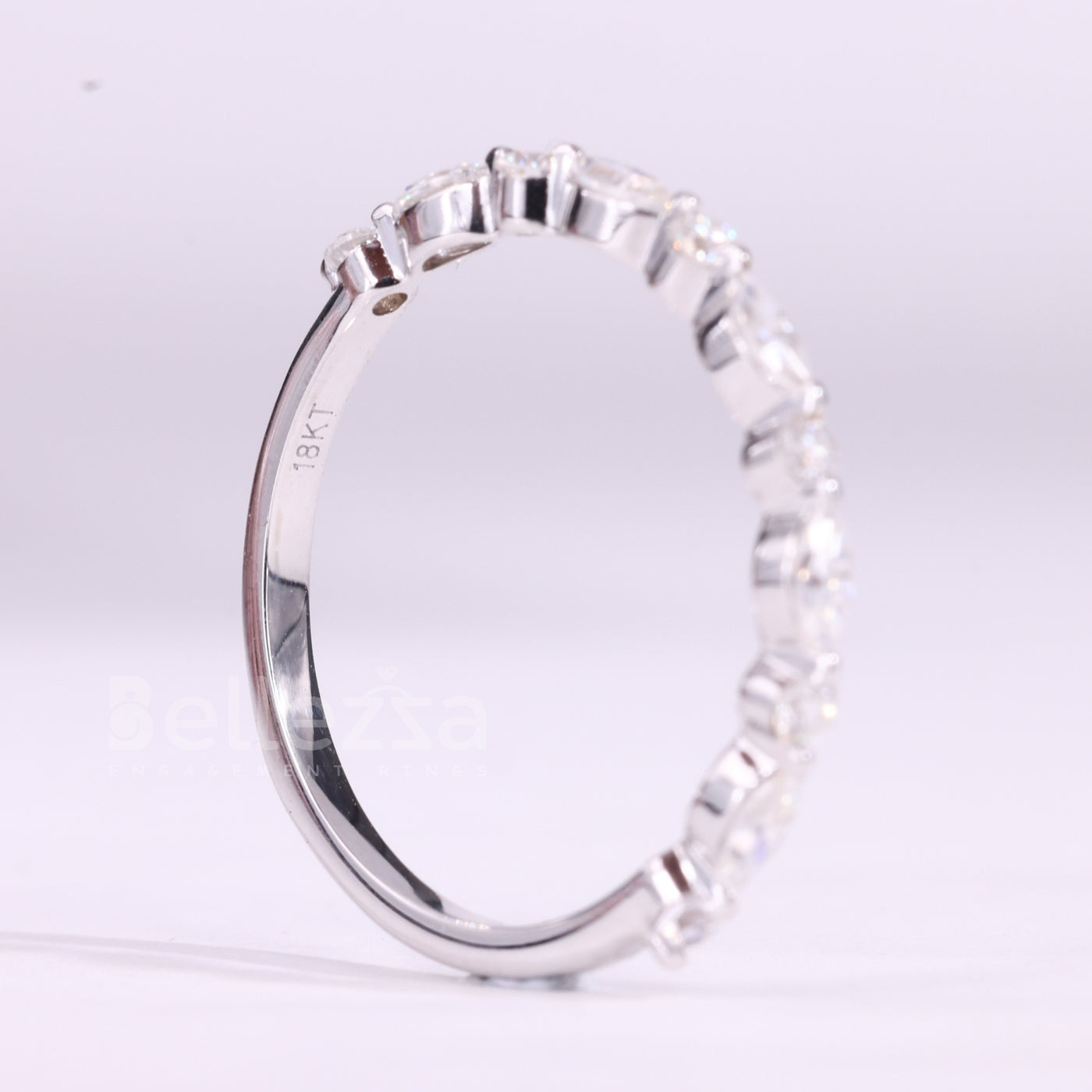 Round & Marquise Cut Half Eternity Moissanite Wedding Band