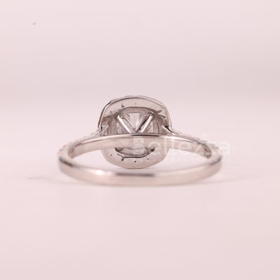 1.0CT Round Cut Halo Pave Setting Moissanite Engagement Ring