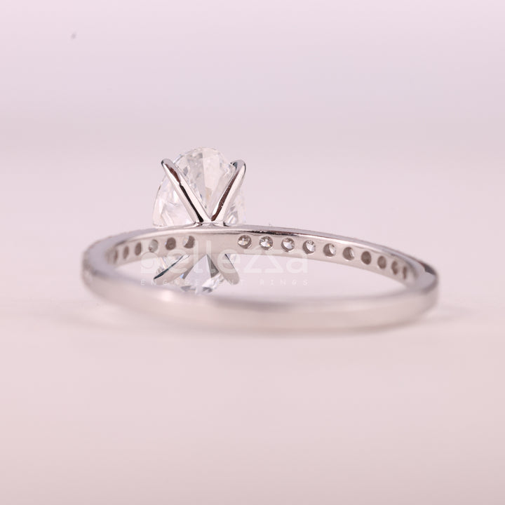 1.0CT Oval Cut Pave Setting Moissanite Engagement Ring
