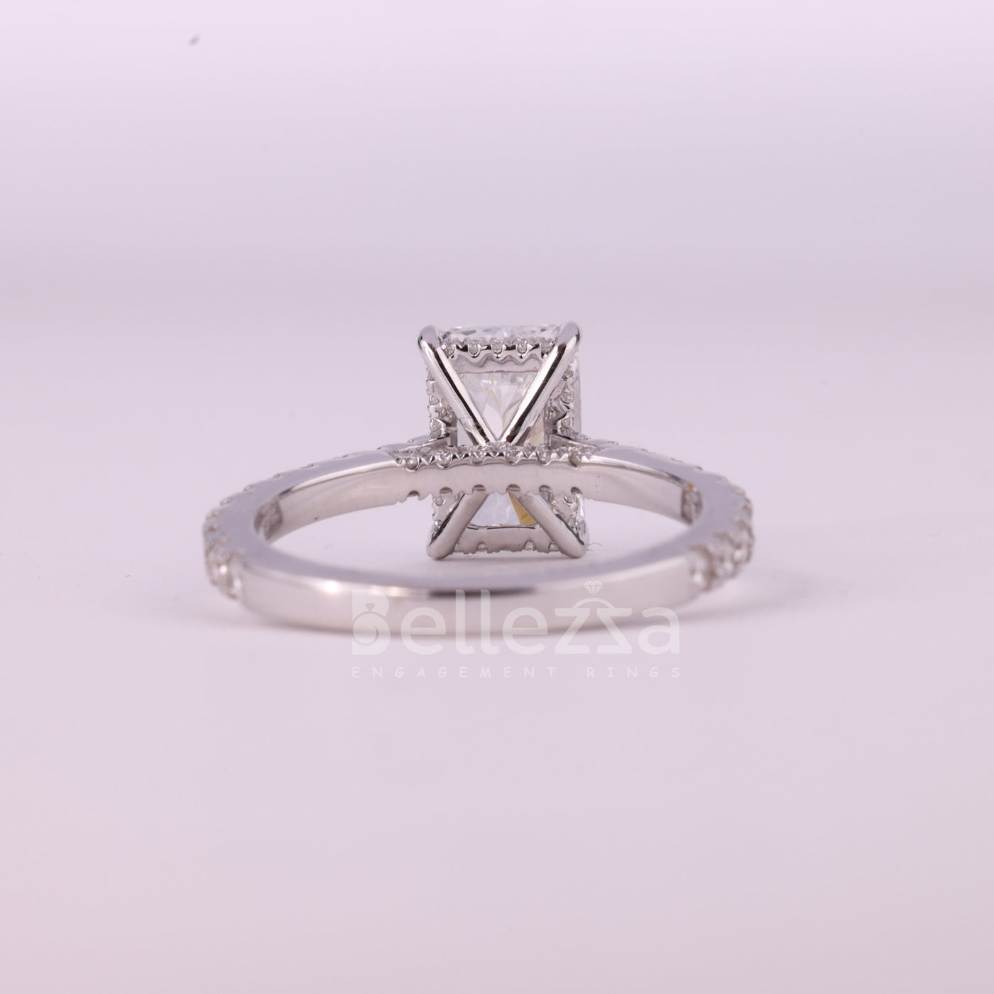 1.50CT Radiant Cut Hidden Halo Pave Setting Moissanite Engagement Ring