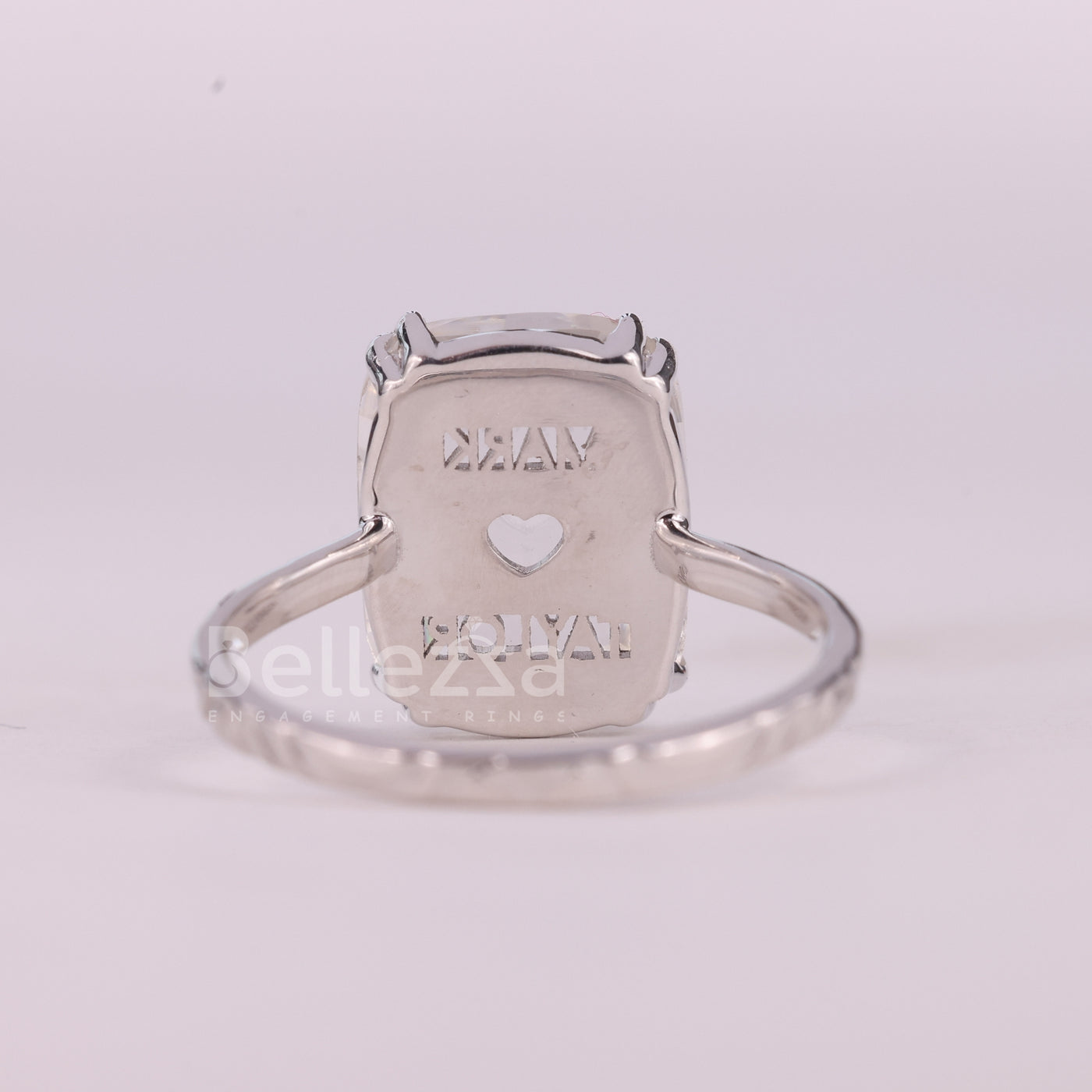 5.0CT Elongated Cushion Cut Unique Engraved Solitaire Engagement Ring