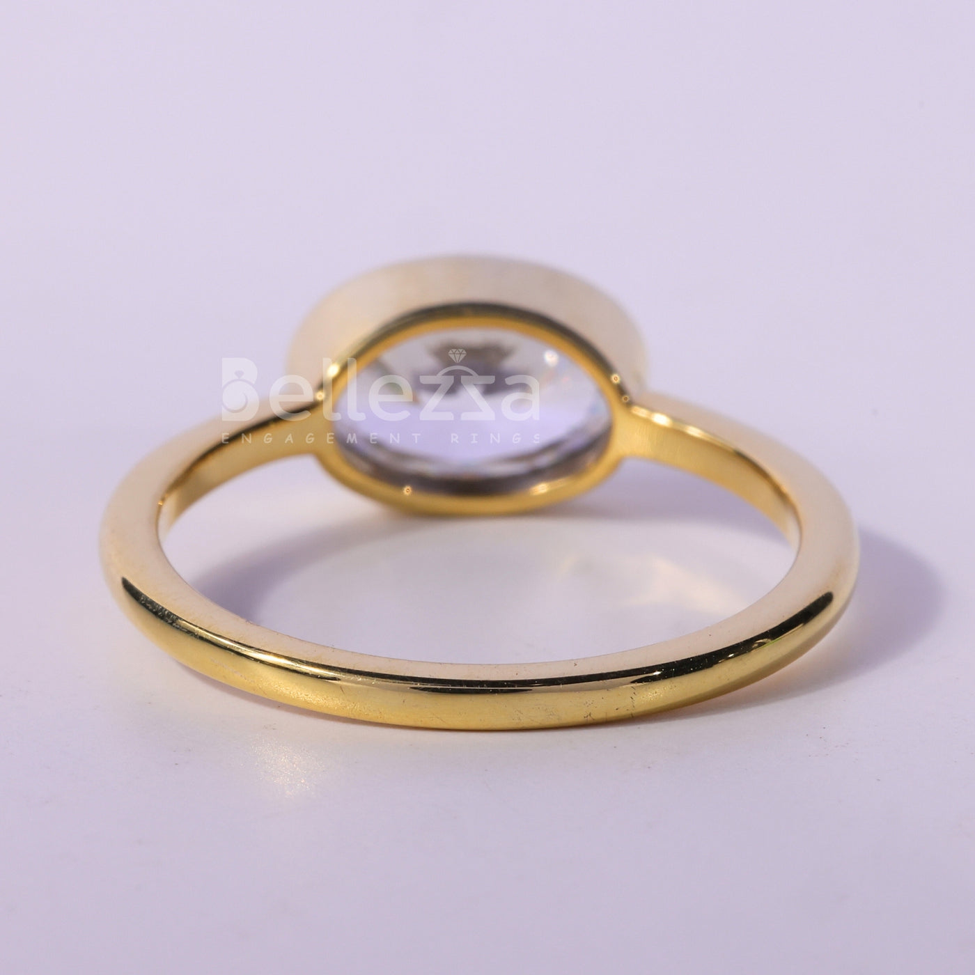 1.50CT East-West Oval Cut Bezel Setting Solitaire Engagement Ring