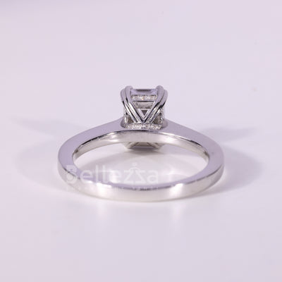 1.0CT Emerald Cut Pave Setting Moissanite Engagement Ring