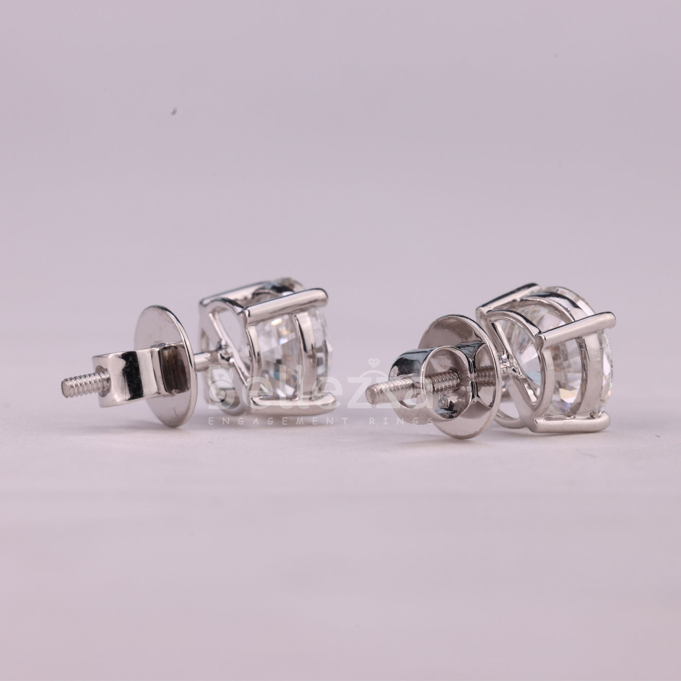 1.0CTW Round Cut Diamond Solitaire Moissanite Stud Earrings