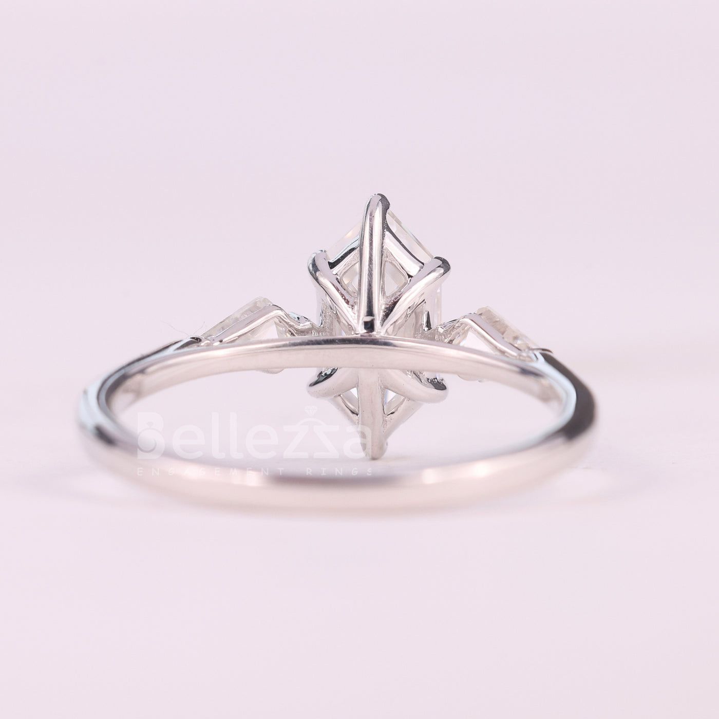 1.0CT Elongated Hexagon Cut Diamond Three Stone Engagement Ring