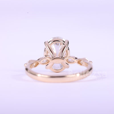 1.50CT Oval Cut Pave Setting Moissanite Engagement Ring