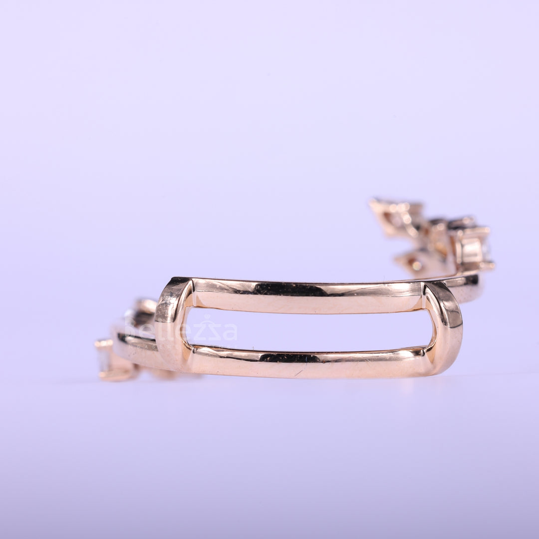 Marquise & Round Cut Cluster Diamond Open Cuff Style Band