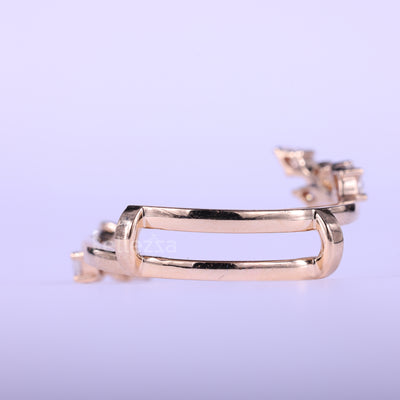 Marquise & Round Cut Cluster Diamond Open Cuff Style Band