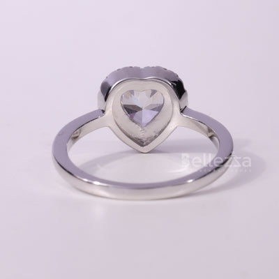 1.0CT Heart Cut Halo Setting Moissanite Engagement Ring