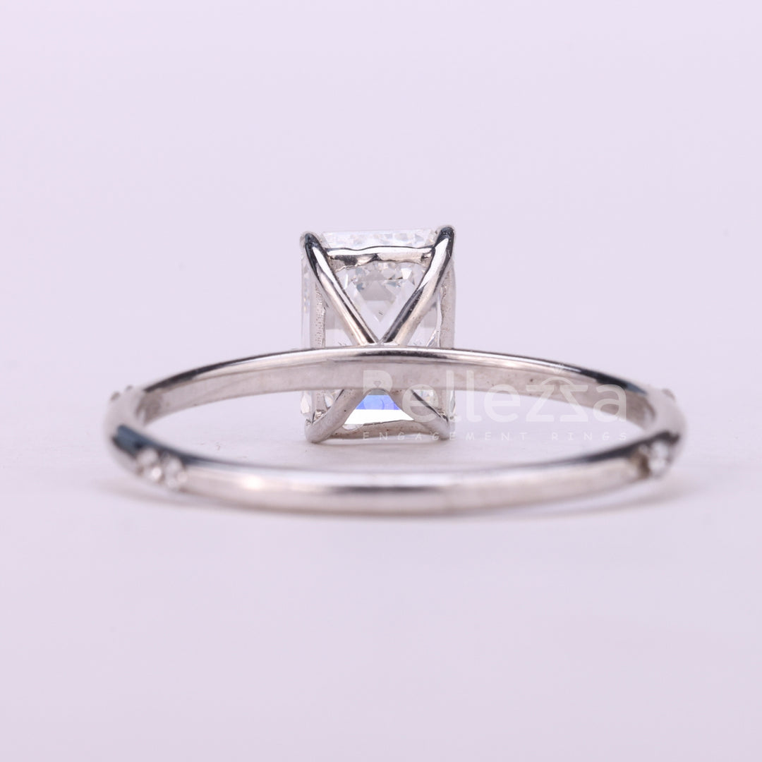 0.75CT Emerald Cut Cluster Diamond Moissanite Engagement Ring