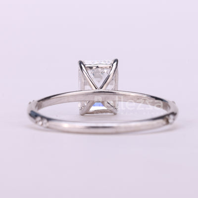 0.75CT Emerald Cut Cluster Diamond Moissanite Engagement Ring