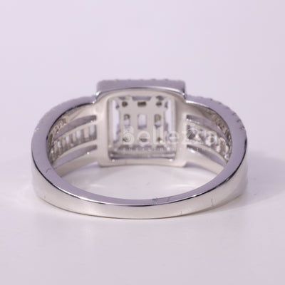 Round & Baguette cut Cluster Diamond Moisssanite Engagement Ring