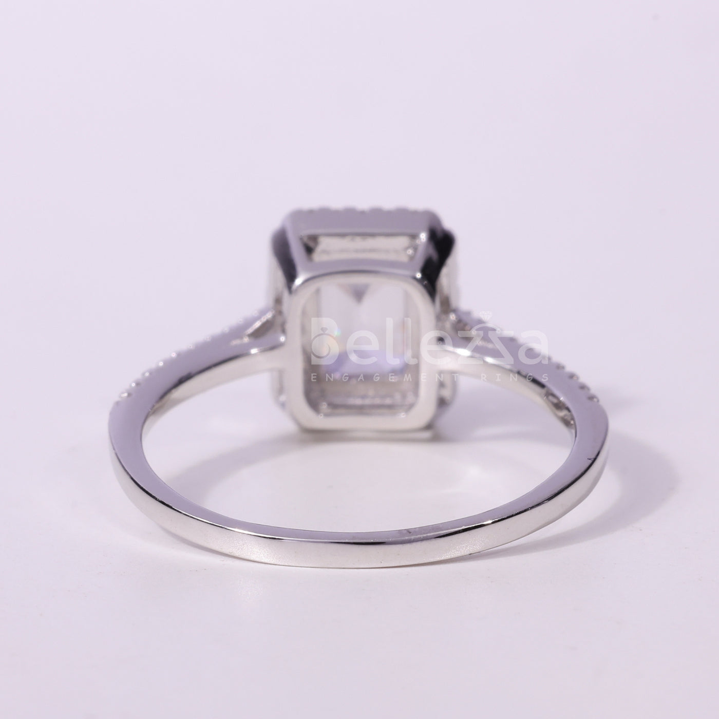 1.0CT Emerald Cut Halo Setting Moissanite Engagement Ring
