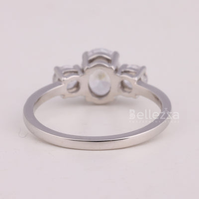 1.0CT Oval Cut Three Stone Moissanite Engagement Ring