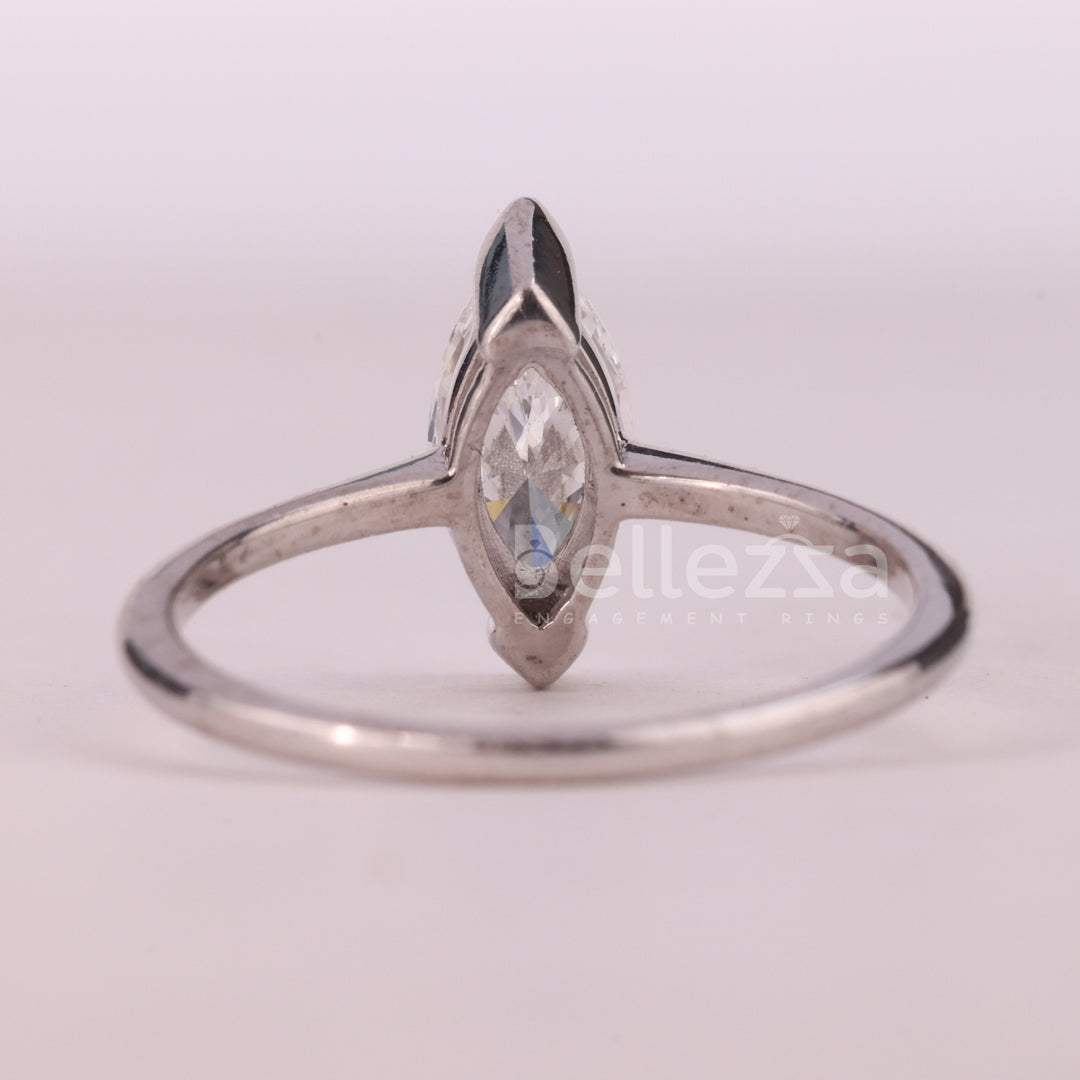 1.0CT Marquise Cut Solitaire Moissanite Engagement Ring