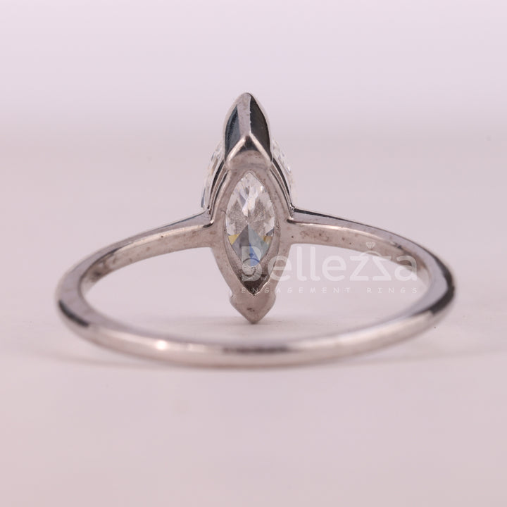 1.0CT Marquise Cut Solitaire Moissanite Engagement Ring