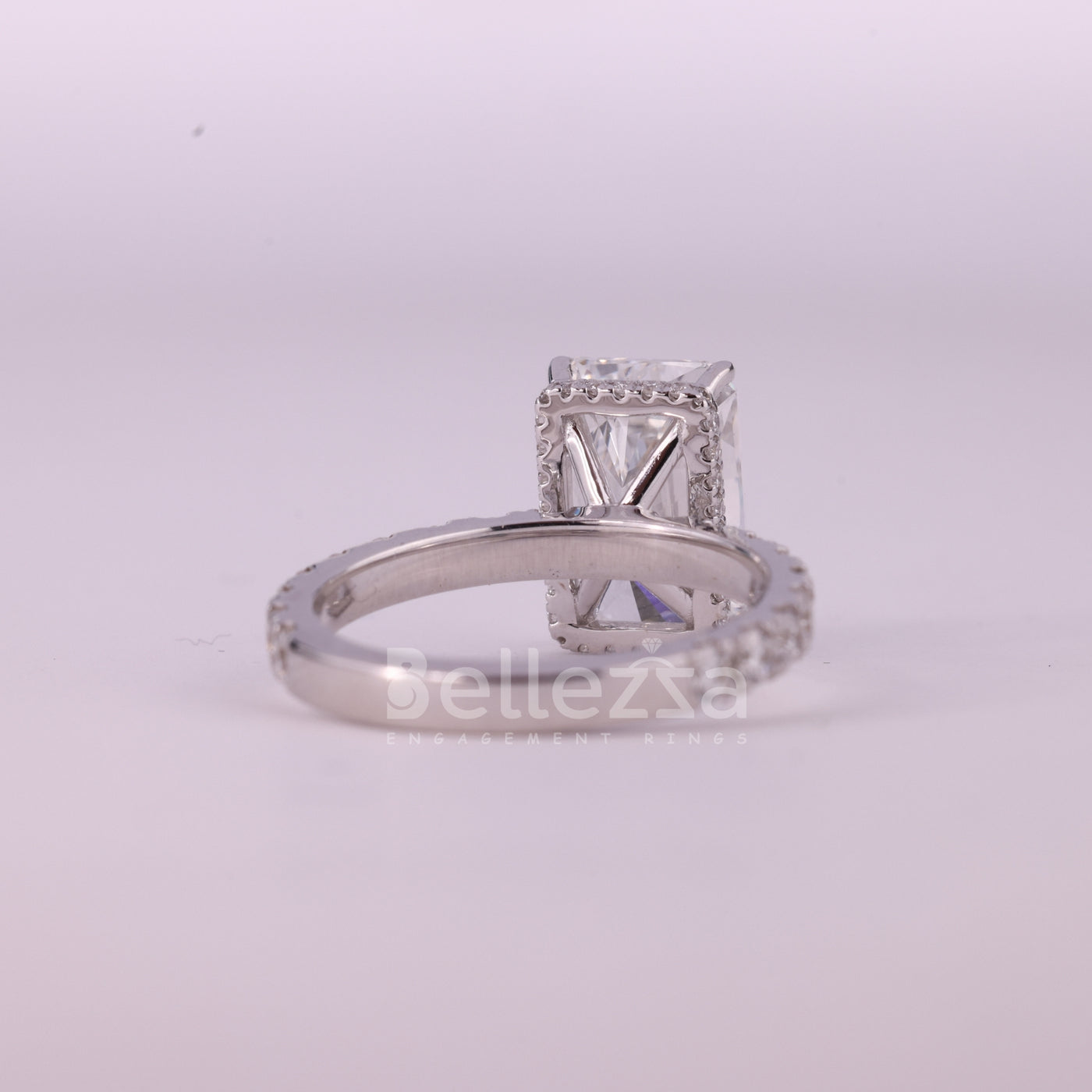 2.0CT Radiant Cut Hidden Halo Pave Setting Moissanite Engagement Ring