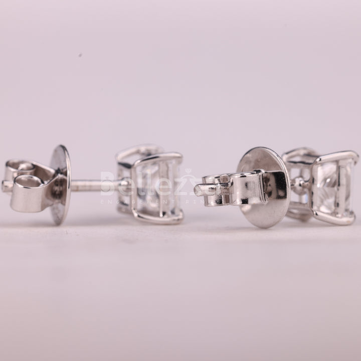 1.50CTW Princess Cut Solitaire Stud Moissanite Earrings