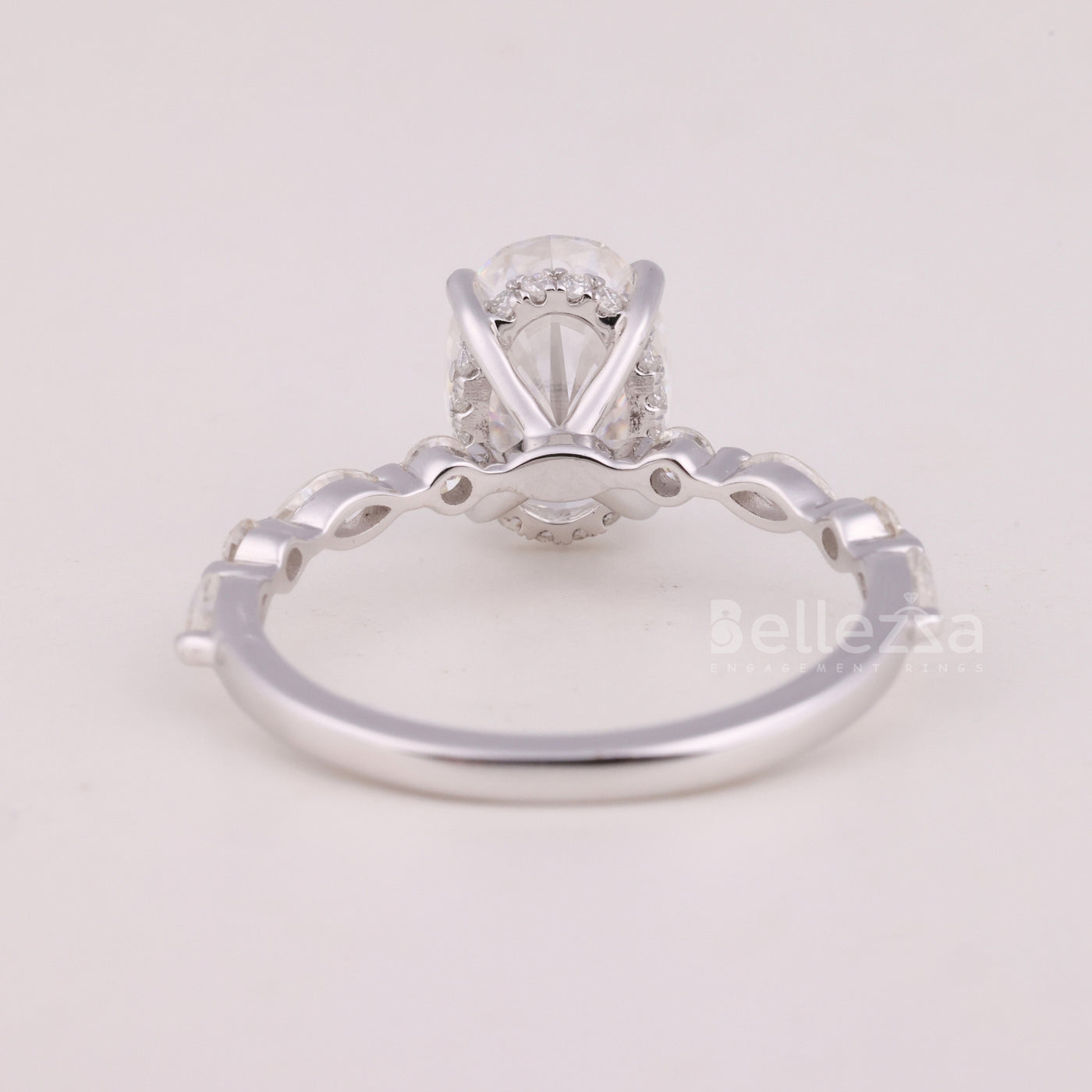 1.50CT Oval Cut Pave Setting Moissanite Engagement Ring