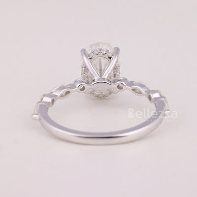 1.50CT Oval Cut Pave Setting Moissanite Engagement Ring