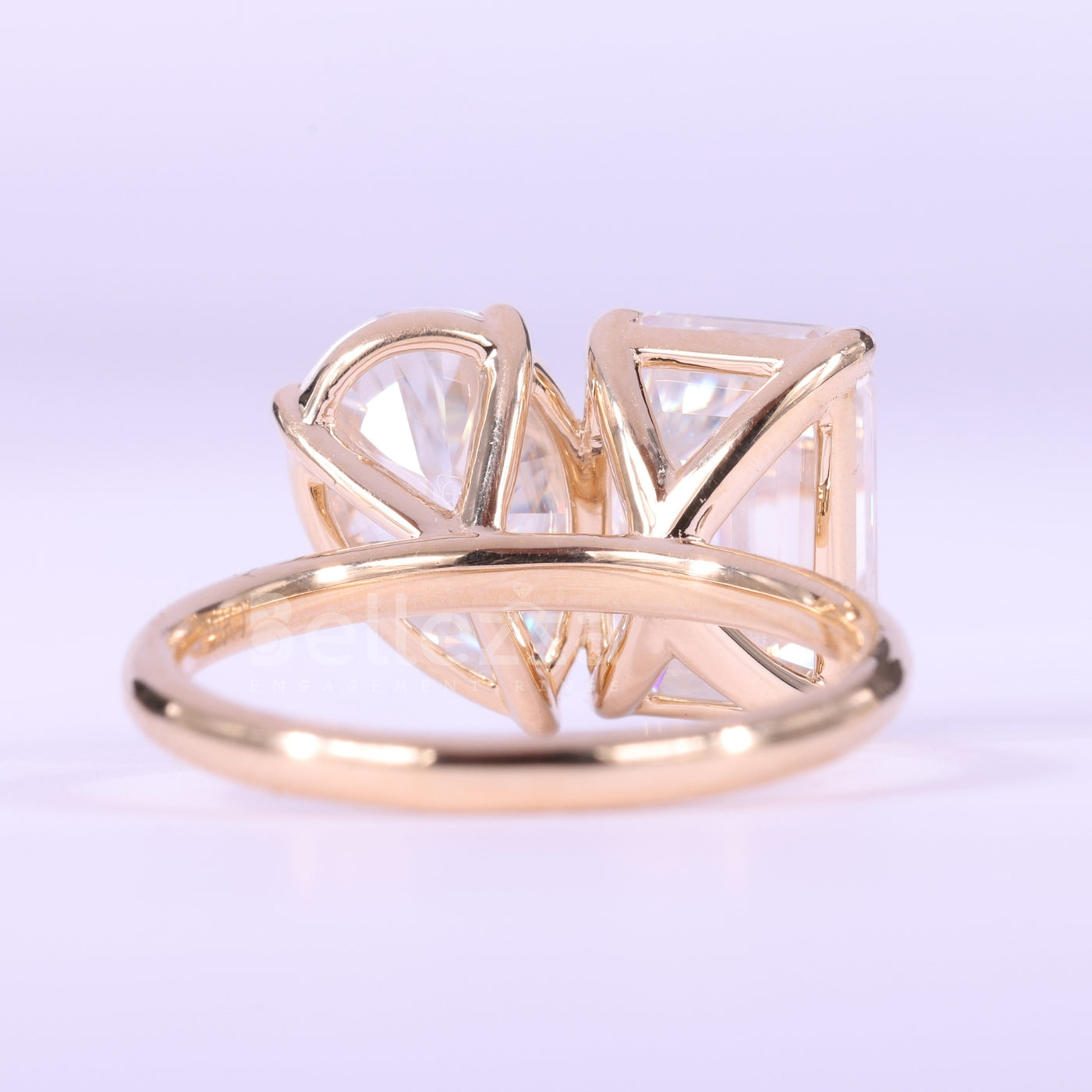 2.0CTW Emerald & Pear Cut Toi Et Moi Moissanite Engagement Ring