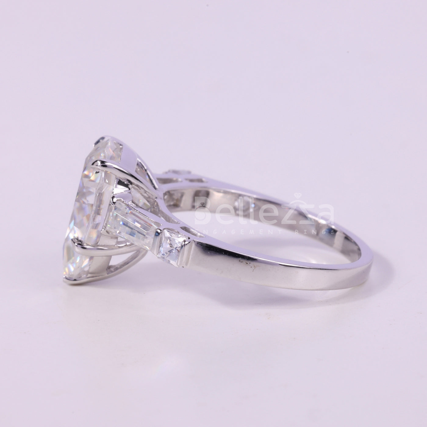 1.0CT Pear Cut Three Stone Moissanite Engagement Ring